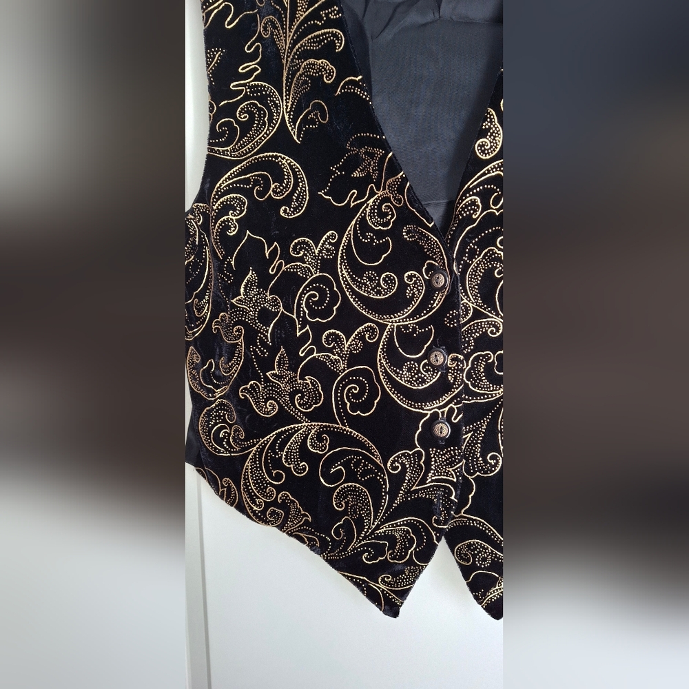 Clio vintage corduroy black/golden vest size   s/m‎ luxury night out custom - Picture 8 of 8